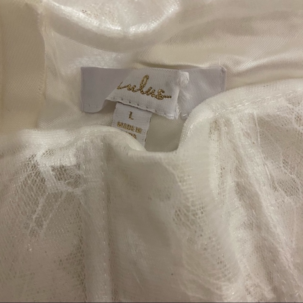 NWOT Lulus Luxe Elegance White Lace Embroidered Rhinestone Strapless Maxi Dress - Picture 14 of 17